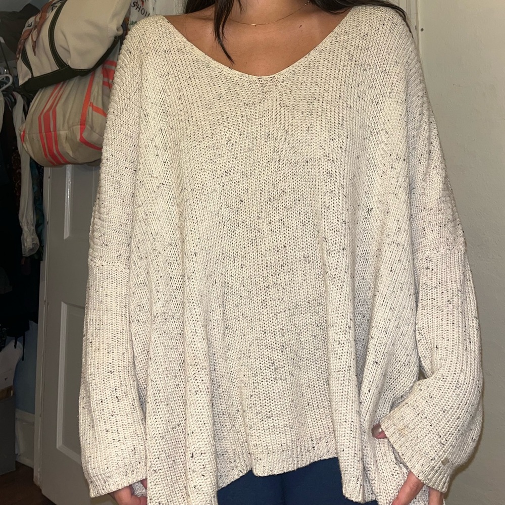 Cream V-Neck Women's Sweater